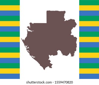 Map of Gabun on background with flag
