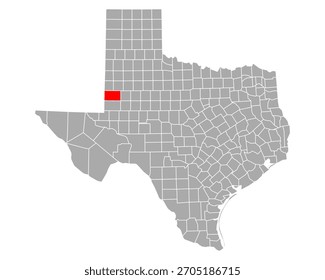 Mapa de Gaines em Texas sobre branco