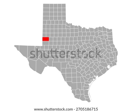 Map of Gaines in Texas on white