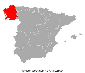 Map of Galicia in Spain on white