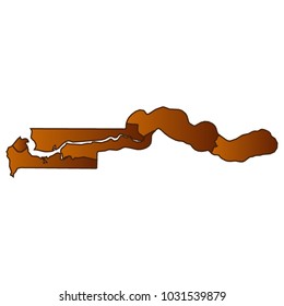 Map of Gambia - Map of the city and each border separately. Brown Gold eps Vector Illustration 10