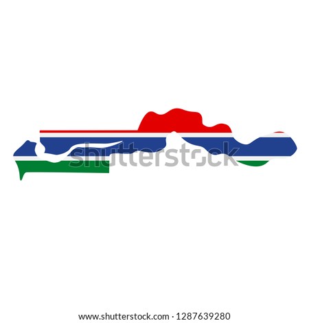 map of Gambia with flag inside. Gambia map vector illustration