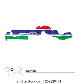 Map of Gambia with flag - vector illustration