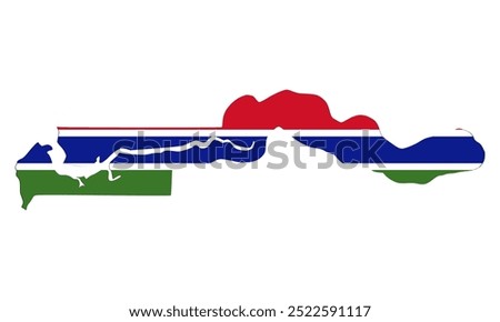 map of Gambia with flag, vector illustration