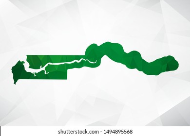 Map of Gambia - Green Geometric Rumpled Triangular , Polygonal Design For Your . Vector illustration eps 10