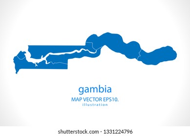 Map of gambia - High detailed blue map on white background. Abstract design vector illustration