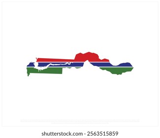 Map of GAMBIA on a white background, Editable Vector illustration of GAMBIA flag, National Day design, vector design of Gambia Map Flag, National Day of Gambia