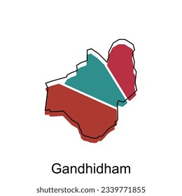 mapa de la plantilla de diseño de Gandhidham con el estilo de esbozo gráfico aislado en fondo blanco