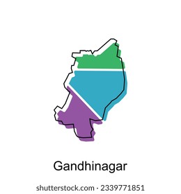 map of Gandhinagar design template with outline graphic sketch style isolated on white background