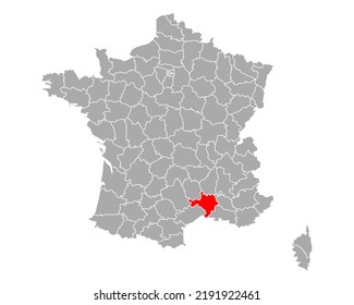 Map of Gard in France on white