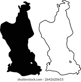 Map of Gardner Lake Connecticut USA Silhouette Flat and Outline Design