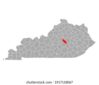 Map of Garrard in Kentucky on white