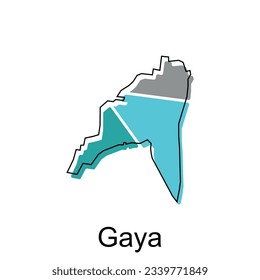 map of Gaya design template with outline graphic sketch style isolated on white background