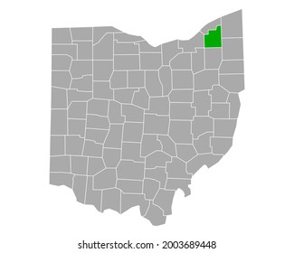 Map of Geauga in Ohio on white