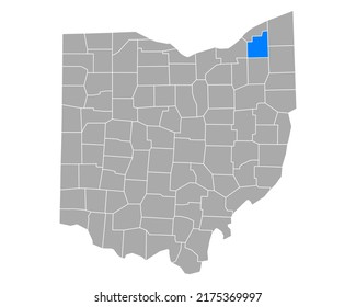 Map of Geauga in Ohio on white
