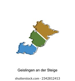 map of Geislingen An Der Steige design template, geometric with outline illustration design