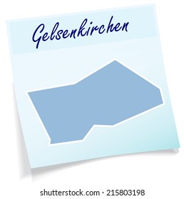 Map of gelsenkirchen as sticky note in blue