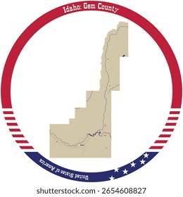 Map of Gem County in Idaho, USA arranged in a circle.