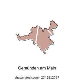 map of Gemunden Am Main design template, geometric with outline illustration design