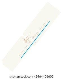 Map of General Guadalupe Victoria International Airport (Mexico). IATA-code: DGO. Airport diagram with runways, taxiways, apron, parking areas and buildings. Map Data from OpenStreetMap.