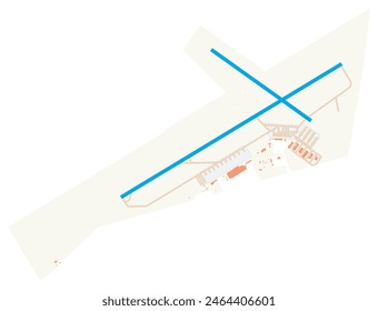 Map of General Ignacio Pesqueira Garcia International Airport (Mexico). IATA-code: HMO. Airport diagram with runways, taxiways, apron, parking areas and buildings. Map Data from OpenStreetMap.