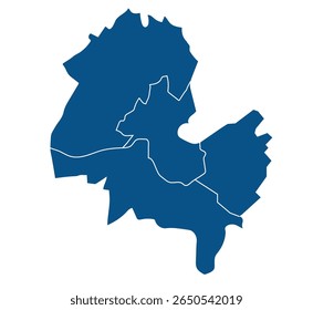 Map of Geneva city with districts