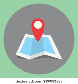 Map with geo tag. Location on map icon. Navigation and location icon. Vector illustration.