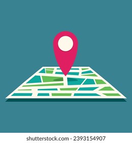 Map with geo tag. Location on map icon. Navigation and location icon. Vector illustration.