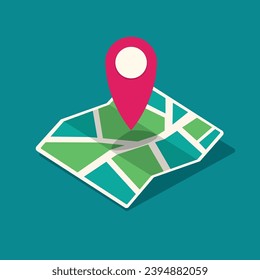 Map with geo tag. Location on map icon. Navigation and location icon. Vector illustration.