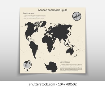 Map geographic business infographics leaflet cover presentation abstract, technology annual report brochure flyer design template vector