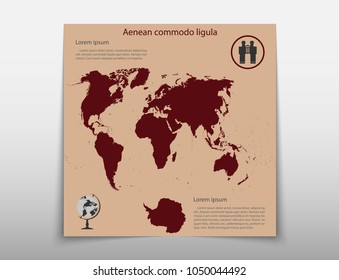 Map geographic business infographics leaflet cover presentation abstract, technology annual report brochure flyer design template vector