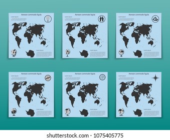 Map geographic business infographics leaflet cover presentation abstract, technology annual report brochure flyer design template vector