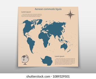 Map geographic business infographics leaflet cover presentation abstract, technology annual report brochure flyer design template vector