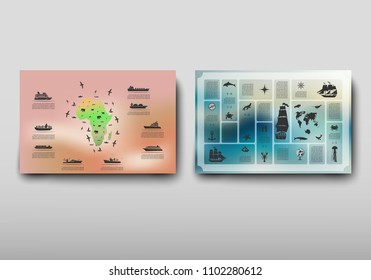 Map geographic business infographics leaflet cover presentation abstract, technology annual report brochure flyer design template vector