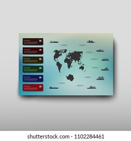 Map geographic business infographics leaflet cover presentation abstract, technology annual report brochure flyer design template vector