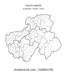 Map of the Geopolitical Subdivisions of The Département De La Haute-Savoie Including Arrondissements, Cantons and Municipalities as of 2022 - Auvergne Rhône Alpes - France