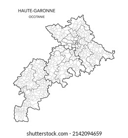 Map of the Geopolitical Subdivisions of The Département De La Haute-Garonne Including Arrondissements, Cantons and Municipalities as of 2022 - Occitanie - France