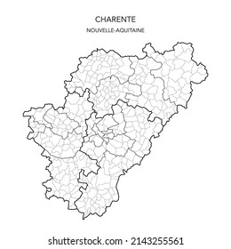 Map of the Geopolitical Subdivisions of The Département De La Charente Including Arrondissements, Cantons and Municipalities as of 2022 - Nouvelle Aquitaine - France