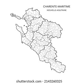 Map of the Geopolitical Subdivisions of The Département De La Charente-Maritime Including Arrondissements, Cantons and Municipalities as of 2022 - Nouvelle Aquitaine - France