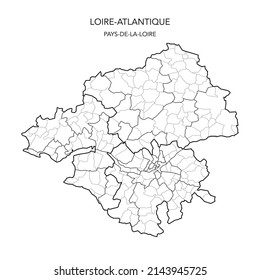 Map of the Geopolitical Subdivisions of The Département De La Loire Atlantique Including Arrondissements, Cantons and Municipalities as of 2022 - Pays De La Loire - France