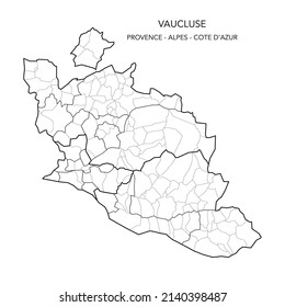 Map of the Geopolitical Subdivisions of The Département Du Vaucluse Including Arrondissements, Cantons and Municipalities as of 2022 - Provence Alpes Côte d’Azur - France