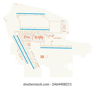 Map of George Bush Intercontinental Airport (United States of America). IATA-code: IAH. Airport diagram with runways, taxiways, apron, parking areas and buildings. Map Data from OpenStreetMap.
