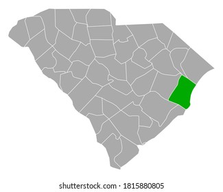 Map of Georgetown in South Carolina on white