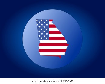 map of Georgia and American flag globe illustration