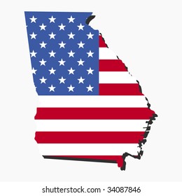 Karte Georgiens mit amerikanischer Flagge