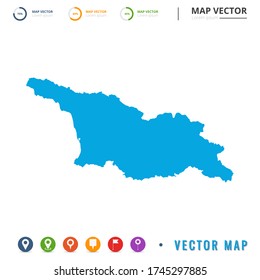 Map of Georgia blue and set pin icon.