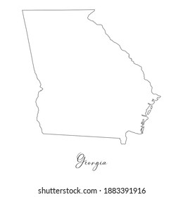 Map of Georgia. Border of Georgia and handwritten name of the state. Minimalist map. This vector map is appropriate for digital editing and prints of all sizes.