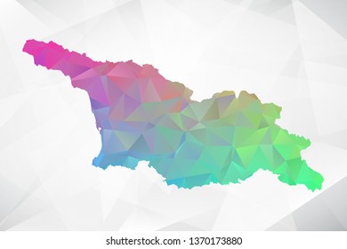 Map of Georgia. Colorful Geometric Rumpled Triangular , Polygonal Design For Your . Vector illustration eps 10.