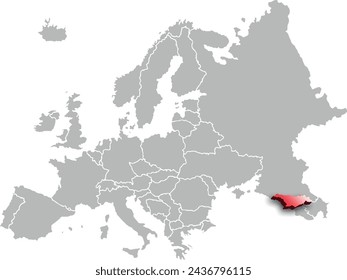 map of GEORGIA with the countries of EUROPA 3d isometric