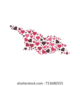 map of georgia filled with hearts of different sizes and colors